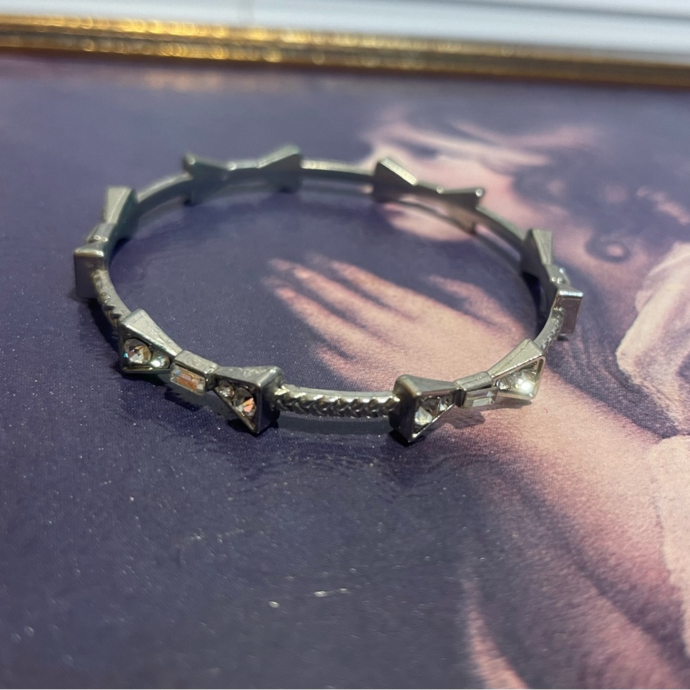 Silver Diamond Embroidered Bow Bracelet